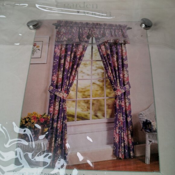 Waverly Garden Room Heirloom Collection Shaped Ruffle Valance 72x17 Blue Floral - Picture 3 of 12